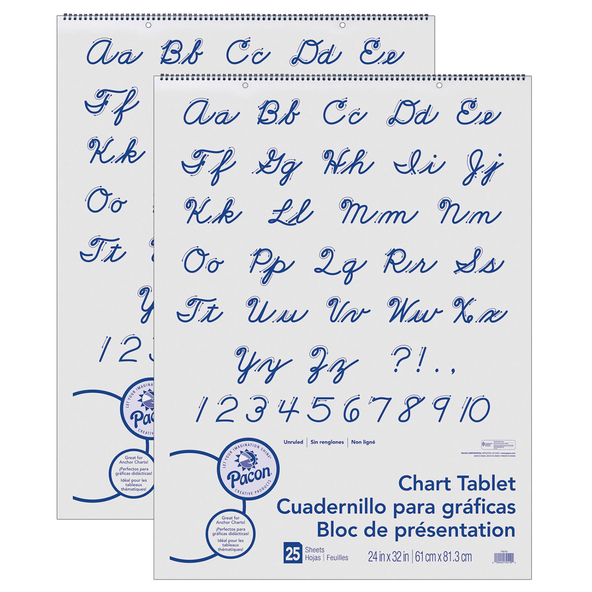 Pacon® 24" x 32" Cursive Cover Unruled Chart Tablets, 2ct.